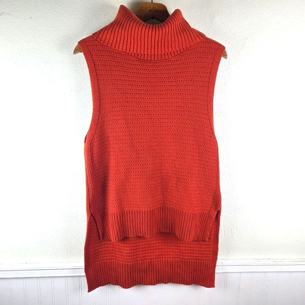 Women's Banana Republic Burnt Orange Sleeveless Turtleneck Sweater Size Large